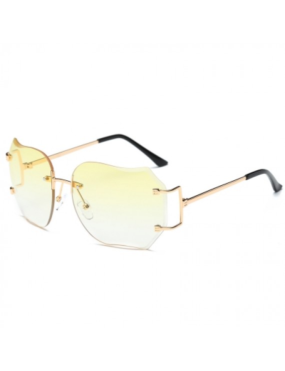 Oversized Designer Clear Lens Sunglasses Rimless Metal Frame Eye Glasses Lady SU