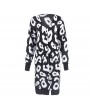 Autumn Women Long Knitted Cardigan Sweater Leopard Print Long Sleeve Pocket Knitwear Winter Outerwear Jumper