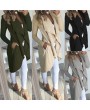 Women Coat Solid Open Front Waterfall Drape Pockets Ribbed Sleeves Casual Warm Outerwear Overcoat