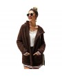 New Women Plush Faux Fur Coats Cardigan Hooded Long Sleeve Pockets Fake Cashmere Furry Winter Casual Overcoat Outwear