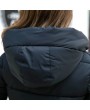 New Fashion Women Padded Coat Hooded Zipper Fastening Pockets Long Sleeve Casual Outwear Black/Light Grey