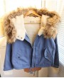 Fashion Women Thick Fleece Parka Faux Fur Hooded Outwear Winter Coat Blue