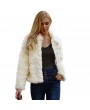 Women Faux Fur Coat Jacket Long Sleeves Turn-down Collar Furry Casual Overcoat Outwear