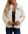 Women Faux Fur Coat Jacket Long Sleeves Turn-down Collar Furry Casual Overcoat Outwear