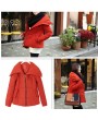 Fashion Women Winter Coat Large Lapel Outerwear Zipper Parka Jacket Reddish Orange