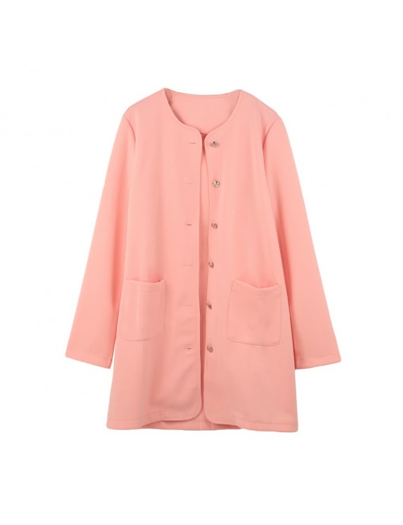 Casual Single-Breasted Pockets Long Sleeve Candy Color Oversized Coat