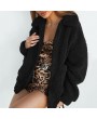 Women Faux Fur Solid Jacket Fluffy Teddy Bear Fleece Zipper Pockets Long Sleeve Casual Street Wear