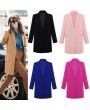 New Fashion Women Coat Notched Collar Pockets Long Casual Warm Overcoat Outerwear Rose