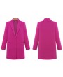 New Fashion Women Coat Notched Collar Pockets Long Casual Warm Overcoat Outerwear Rose