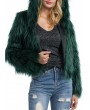 Fashion Women Winter Crop Faux Fur Hooded Coat Long Sleeve Fluffy Jacket Short Party Streetwear Outerwear