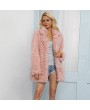 Winter Women Faux Fur Coat Solid Color Turn Down Collar Long Sleeve Fluffy Outerwear Hairy Warm Overcoat