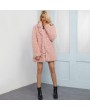 Winter Women Faux Fur Coat Solid Color Turn Down Collar Long Sleeve Fluffy Outerwear Hairy Warm Overcoat
