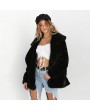 Fashion Women Fleece Faux Fur Jacket Coat Long Sleeve Open Front Turn Down Collar Autumn Winter Outerwear
