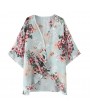 Summer Women Floral Chiffon Cardigan Open Front Half Sleeve Kimono