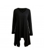 Sexy Women Asymmetric T-Shirt Criss Cross V Neck Long Sleeves Blouse Solid Loose Casual Tunic Top Black/Grey/Army Green