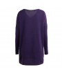 Women Autumn Winter Long Sleeves Shirt Casual Solid Top V-Neck Loose T-Shirt Pullover Top Black/Purple
