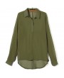 Spring Women Blouse Chiffon Shirt Long Sleeve Turn-down Collar Asymmetric Casual Loose Top Black/Green/White