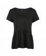 Women Casual Solid T-shirt Ruffle Round Neck Short Sleeve Summer Large Size Tees Top Loose Blouse