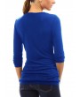New Fashion Women T-shirt Drape V Neck T-Shirt 10 Buttons Decoration Long Sleeve Tee Tops Pullover