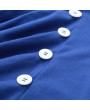 New Fashion Women T-shirt Drape V Neck T-Shirt 10 Buttons Decoration Long Sleeve Tee Tops Pullover