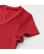 New Fashion Women Solid T-Shirt Deep V-Neck Short Sleeve Slim Waist Tees Top Black/Burgundy