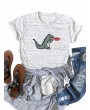 Women Pluse Size T-shirt Cartoon Animal Dinosaurs Print Round Neck Short Sleeve Funny Cute Tee