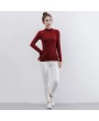 Fashion Women Autumn Solid Color T-Shirt Half Collar Long Sleeve Thin Elastic Slim Bottoming Top