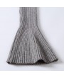 New Fashion Winter Women Ribbed Knit Sweater Flare Sleeves Stand Collar Knitted Pullover Knitwear