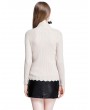 New Women Knit Sweater Pullover Jumper Turtleneck Long Sleeve Scallop Hem Rib Knitwear Tops