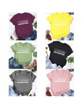 Summer Women Casual Cotton T-Shirt Solid Color Letter Print O Neck Short Sleeve Cute Tee Tops Pullover