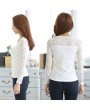 New Fashion Women Lace T-Shirt Hollow Out Crew Neck Long Sleeve Casual Top