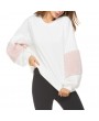 Women Loose Sweatershirt Pullovers Lantern Long Sleeves Fur Dropped Shoulder Jumpers Hoodies Casual Tops Outwear