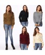New Winter Women Lace-Up Knit Sweater V Neck Long Sleeves Ribbed Cuffs Hem Warm Pullover Knitwear