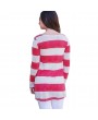 New Fashion Women T-Shirt Contrast Stripe Chest Pocket Long Sleeve Casual Comfy Blouse Tops Tee Rose