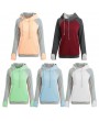 Fashion Women Hoodie Sweatshirts Contrast Color Long Sleeve Drawstring Casual Warm Pullover Hooded Tops