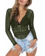 New Women Sexy Bodysuit Sheer Lace Hollow Out Deep V Neck Long Sleeve Backless Tights Bodycon Jumpsuit Rompers