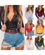 New Women Sexy Bodysuit Sheer Lace Hollow Out Deep V Neck Long Sleeve Backless Tights Bodycon Jumpsuit Rompers