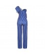 Sexy Women Striped Ruffle Wide-Leg Jumpsuit Single Shoulder High Waist Party Club Slim Rompers Playsuit
