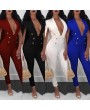 New Sexy Women V Neck Jumpsuit Buttons Cloak Cape Bodysuit Rompers Long Pants One Piece Overalls