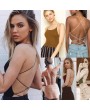 Women Sexy Bodysuit Crisscross Bandage Backless Solid Slim Tights Bodycon Slip Jumpsuit Rompers