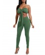 Sexy Women Two-piece Set Strapless Crop Top Bandage Bodycon Long Pants Solid Slim Party Club Suits