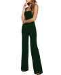 New Sexy Women Flared Square Neck Jumpsuit Solid Color Sleeveless Back Zipper Romper Playsuit